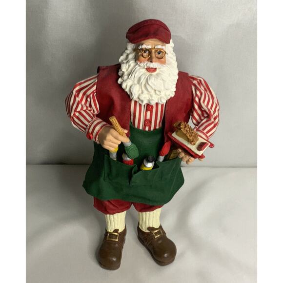 Santa Clause His Favorite Color Toy Workshop Christmas Fabric Mache 10" 1993 - Picture 6 of 7